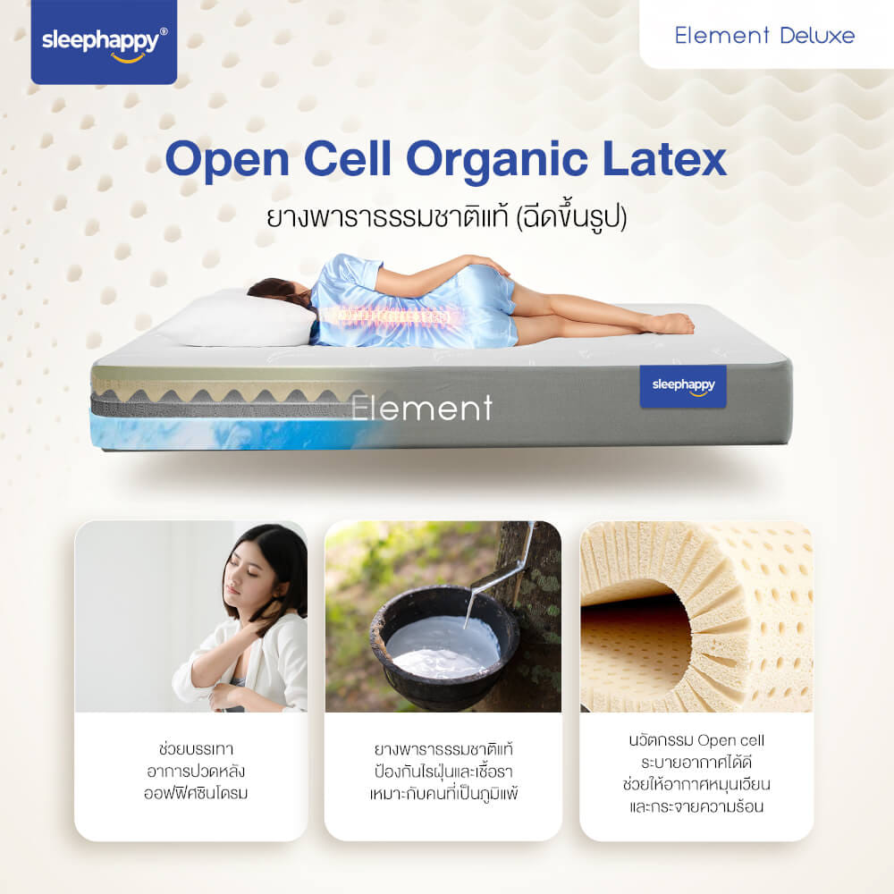 ที่นอนยางพาราแท้ SLEEPHAPPY รุ่น ELEMENT DELUXE หนา 7 นิ้ว ขนาด 6 ฟุต_3